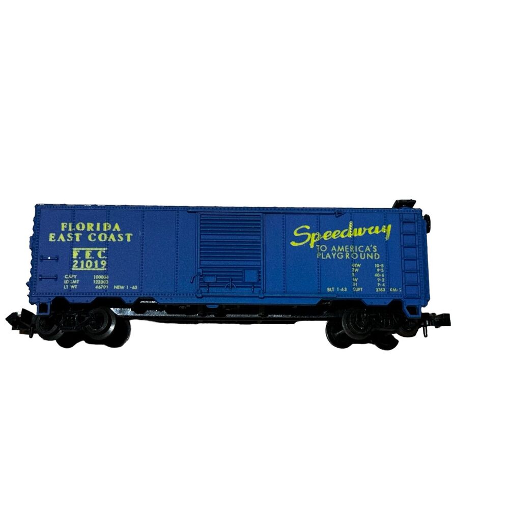 ATLAS NSCALE TRAIN CAR, FLORIDA EAST COAST SPEEDWAY BLUE BOX CAR. - Picture 2 of 9